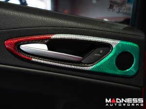 Alfa Romeo Giulia Interior Door Handle Surround Trim Kit - Carbon Fiber - Italian Theme - Feroce Carbon 